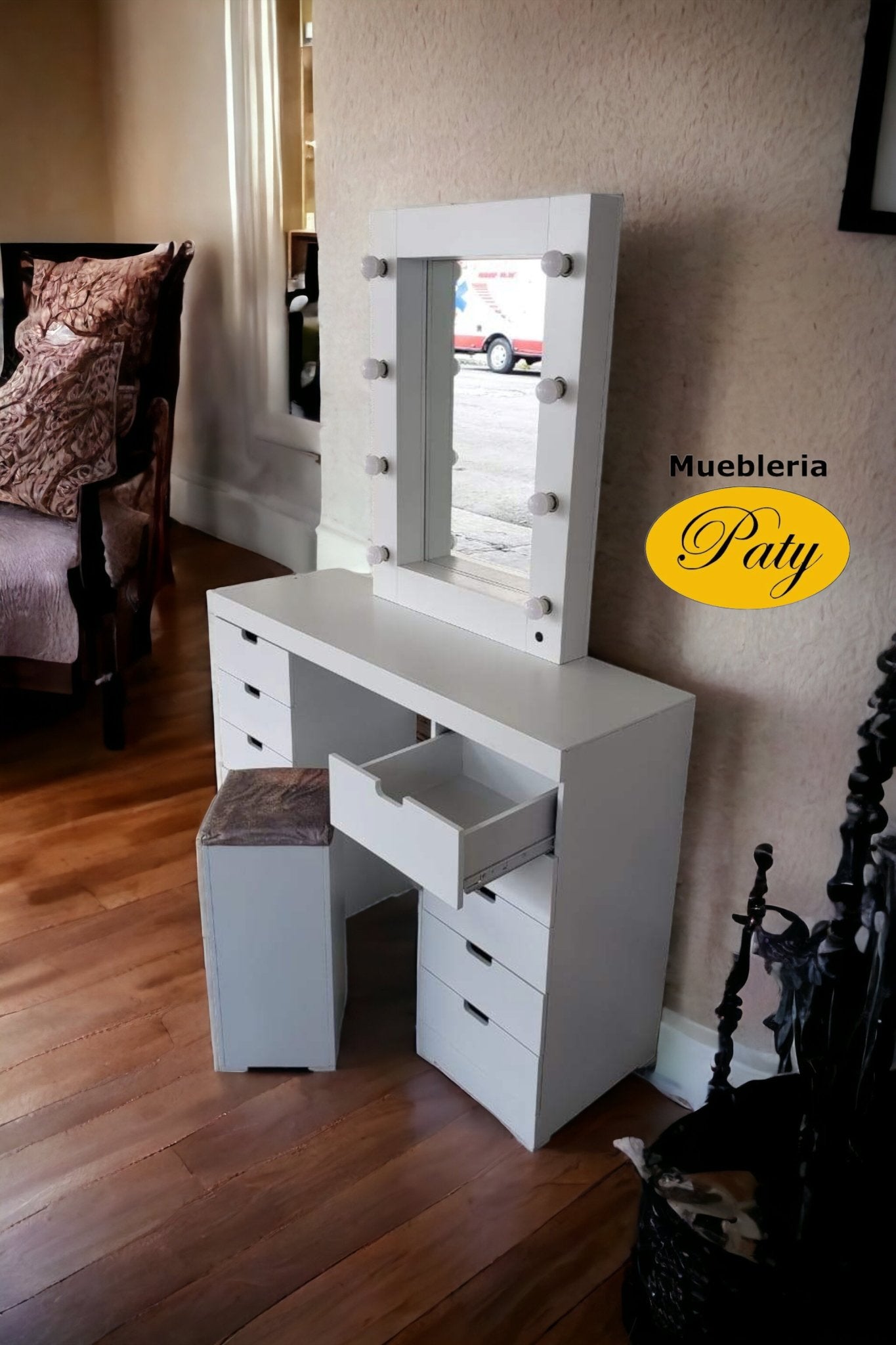 Tocador Estrella Vanity - Estilo Hollywood - Muebleria Paty