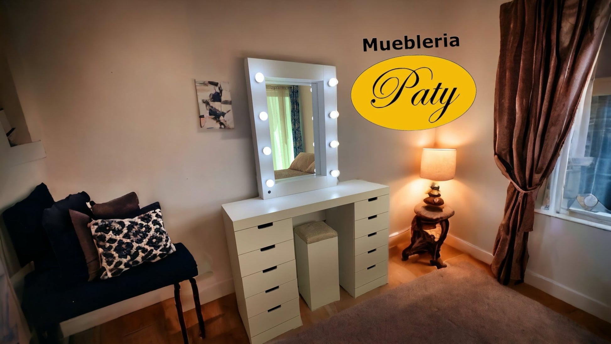 Tocador Estrella Vanity - Estilo Hollywood - Muebleria Paty