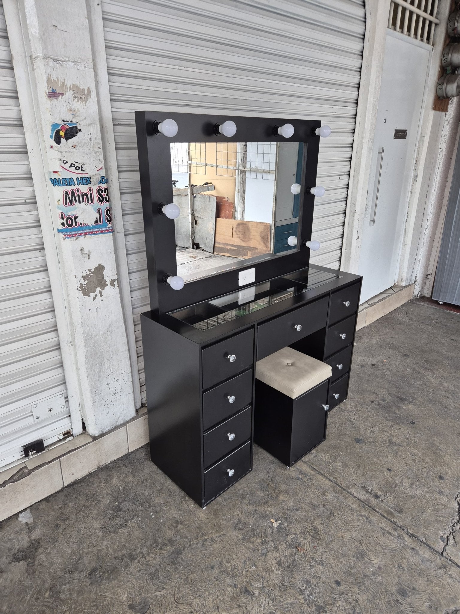 Tocador Vanity tipo Hollywood Jhon - Muebleria Paty
