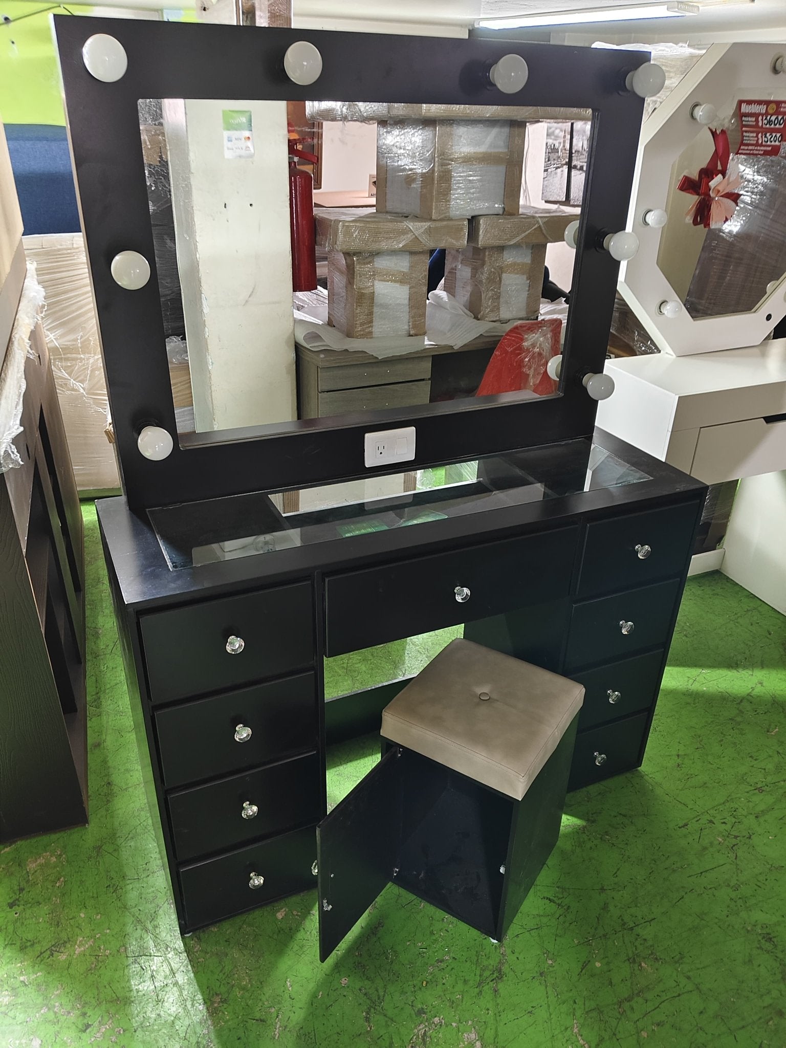 Tocador Vanity tipo Hollywood Jhon - Muebleria Paty